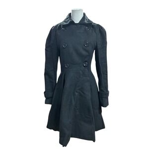 Fore Mode Women's Pea Coat M Black Swing Double Breasted